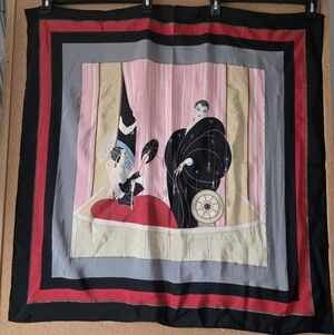 Vintage Erte For Carey Saul Ltd Art Deco Silk Scarf Collector Illustration